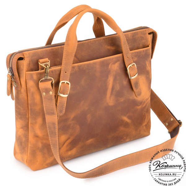  Кожаная деловая сумка "Франклин" (рыжий крейзи). фото 1